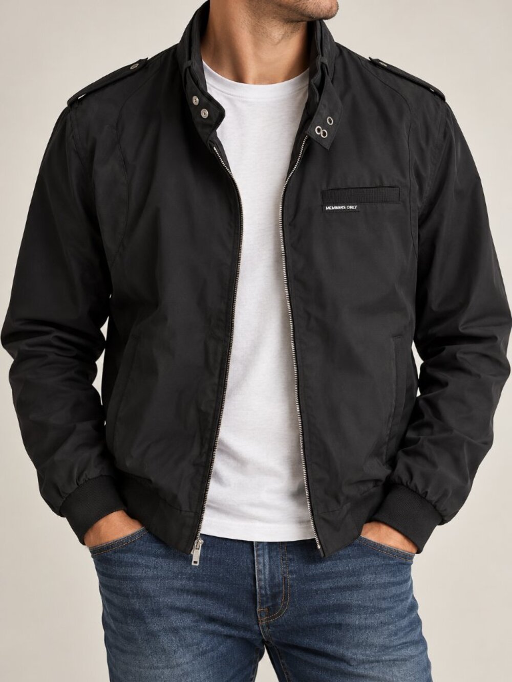 Members Only Black Military Bomber Jacket Men's L NWT